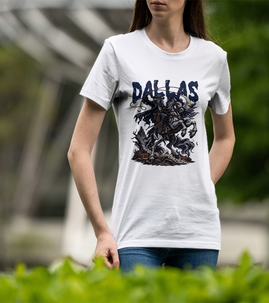 Dallas Cowboys Skeleton Horse Rider Halloween T-Shirt