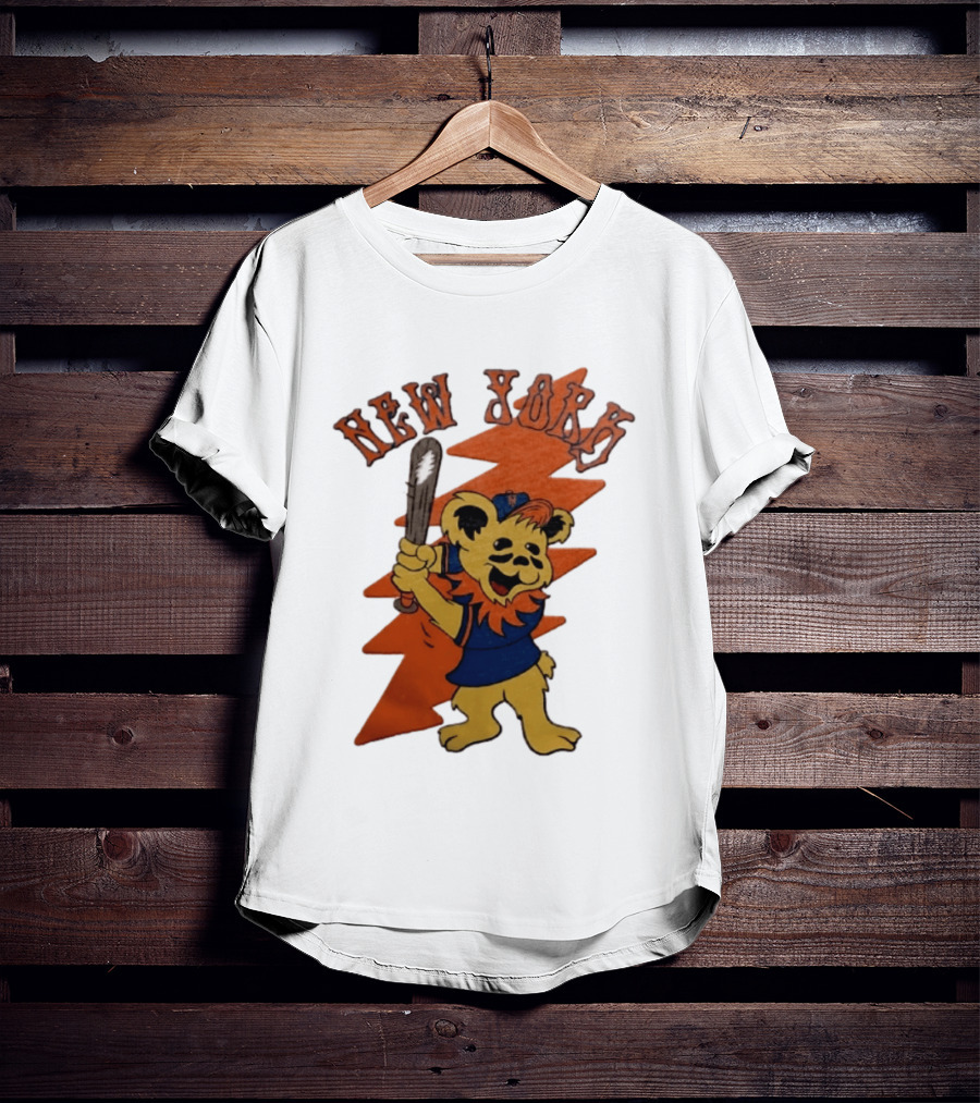 New York Grateful Dead Dancing Bear Batting Baseball Mets MLB T-Shirt