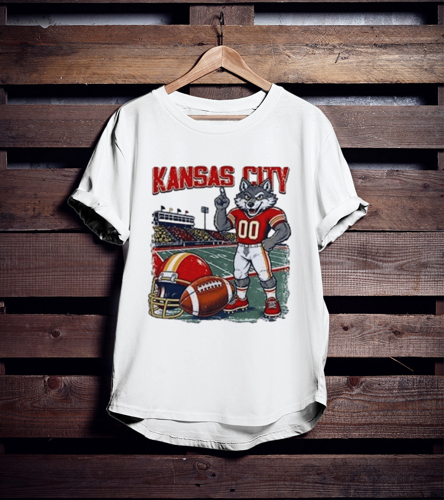 Kansas City Chiefs Wolf Mascot Football Stadium Scene T-Shirt