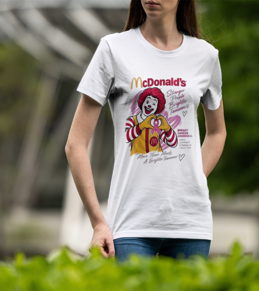 McDonald's Ronald McDonald Breast Cancer Awareness "More Than Meals A Brighter Tomorrow" Pink Ribbon T-Shirt