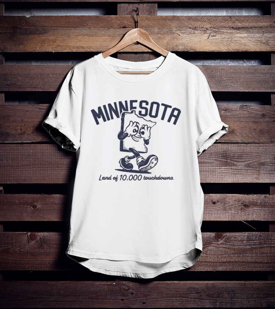 Minnesota Land Of 10000 Touchdowns Football Cartoon T-Shirt