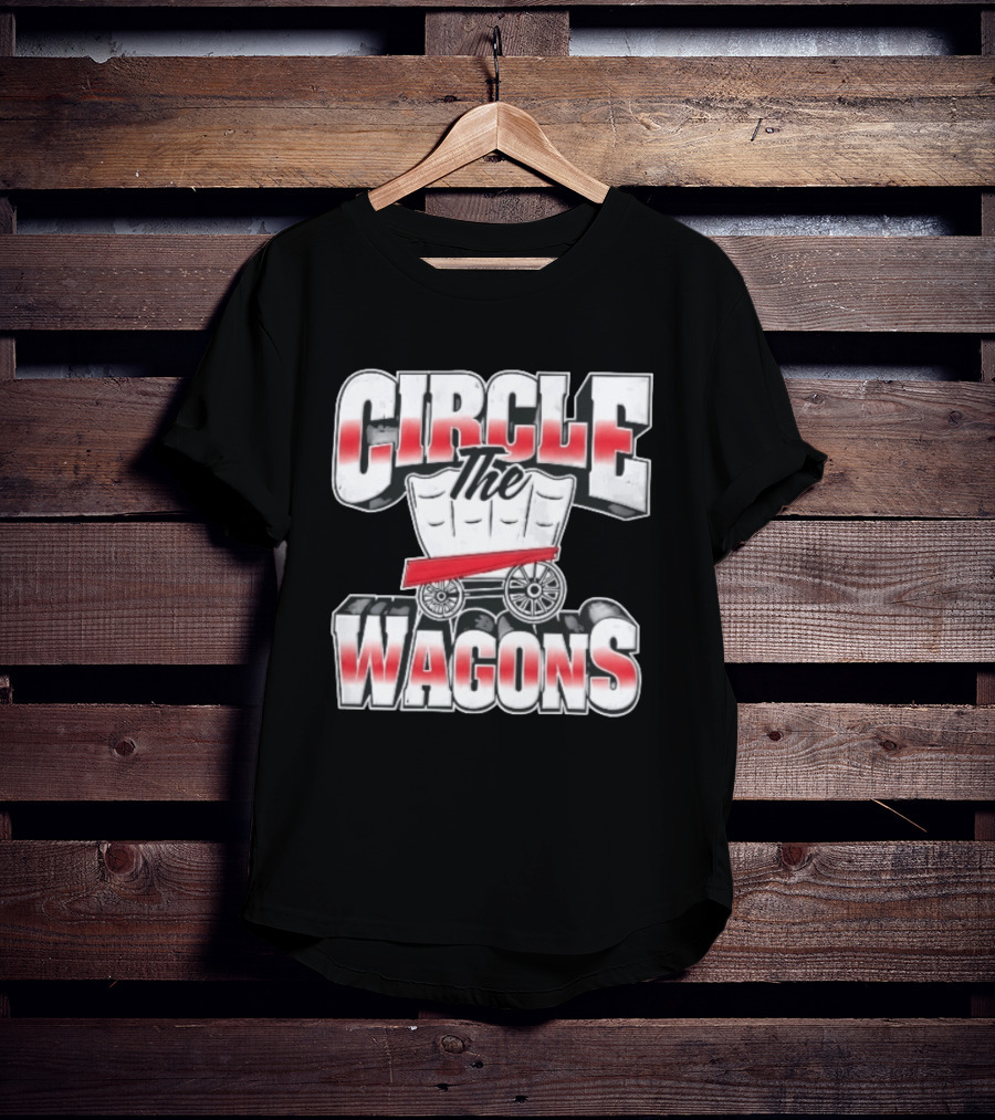 Circle The Wagons Pioneer Covered Wagon Red White 3D T-Shirt