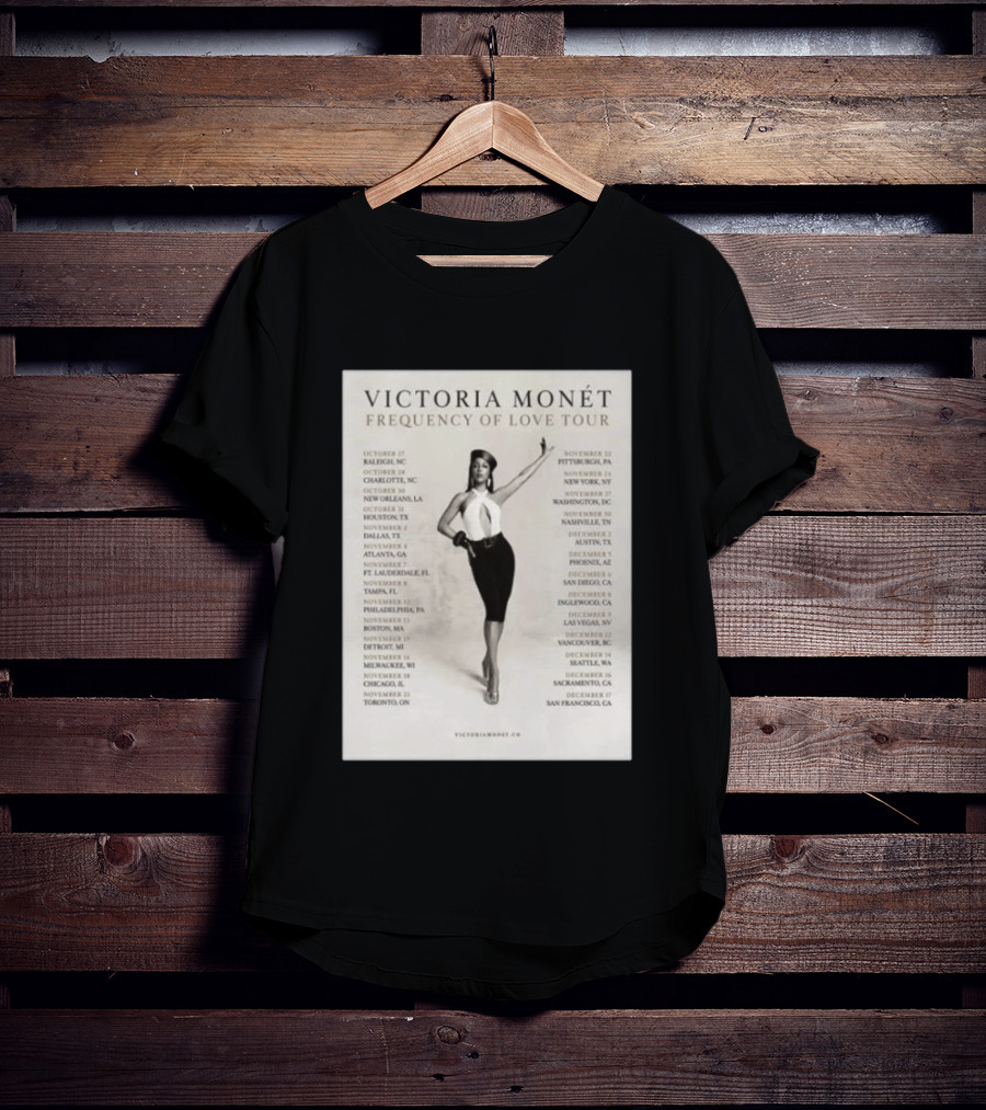 Victoria Monét Frequency Of Love Tour 2026 North America Dates Raleigh Charlotte New Orleans Houston Los Angeles Sacramento T-Shirt