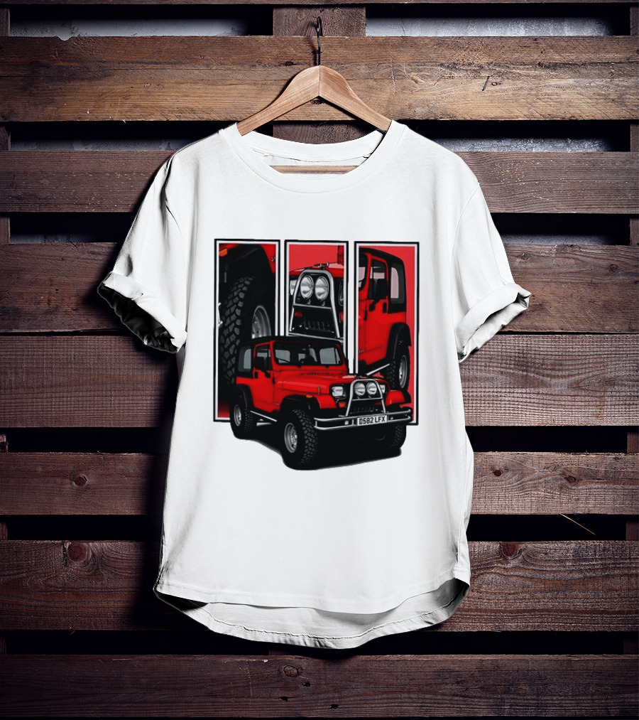 Red Jeep Wrangler 4x4 Off Road Adventure Vehicle Four Wheel Drive T-Shirt