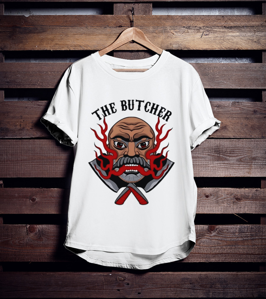 The Butcher AEW Professional Wrestling Skull Flames Axes T-Shirt