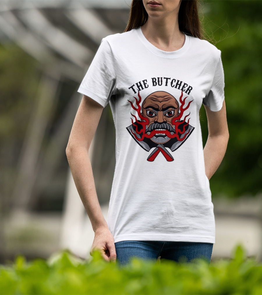 The Butcher AEW Professional Wrestling Skull Flames Axes T-Shirt
