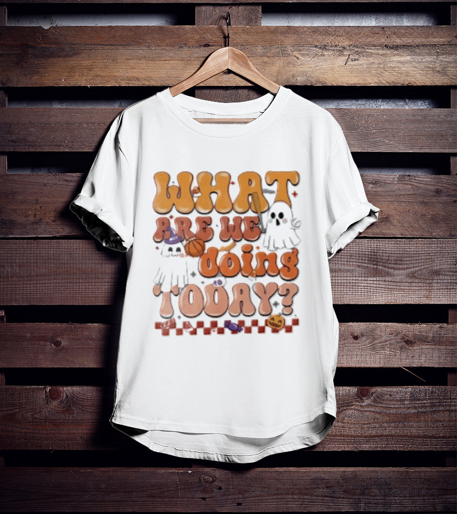 What Are We Doing Today Cartoon Halloween Ghosts Basketball Baseball Boo Shop T-Shirt