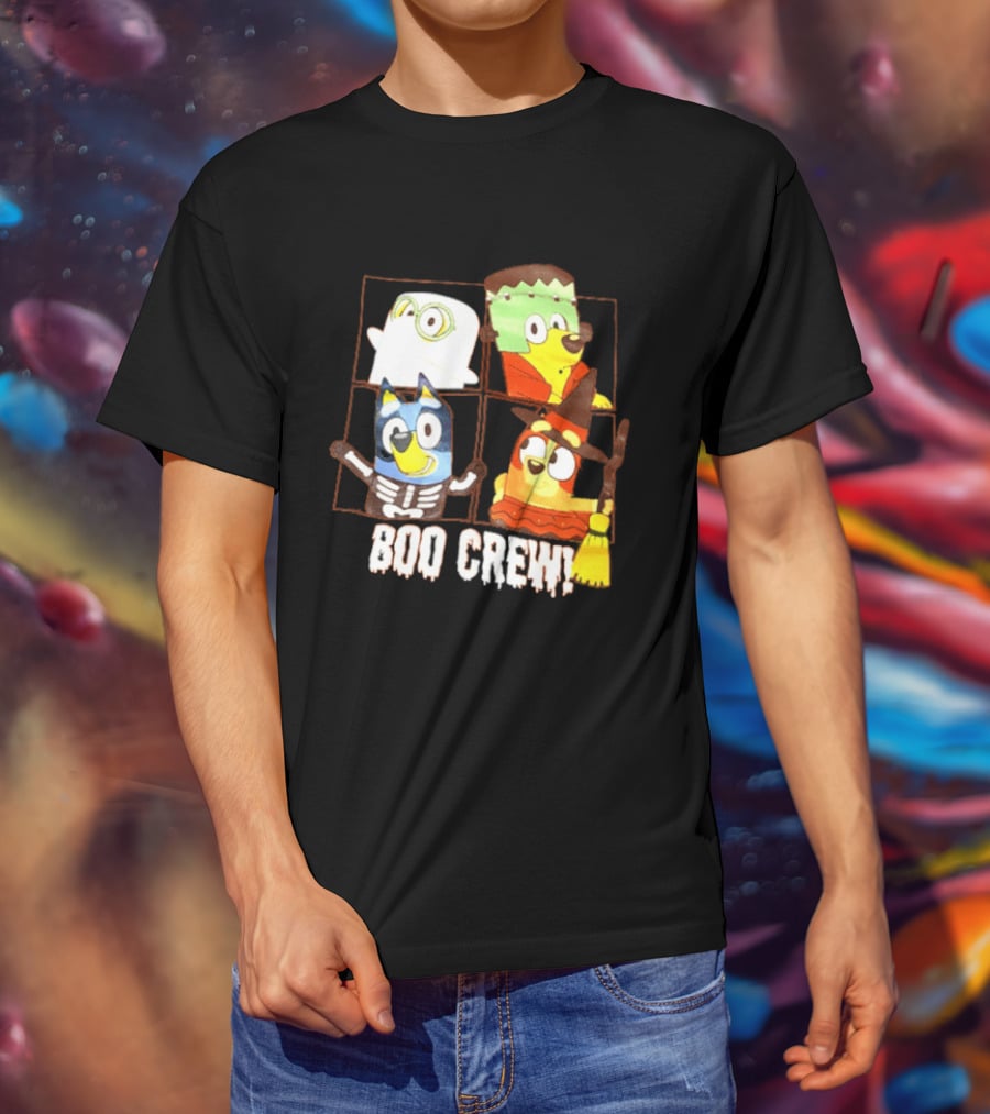 Boo Crew Bluey Halloween Ghost Frankenstein Witch Skeleton T-Shirt