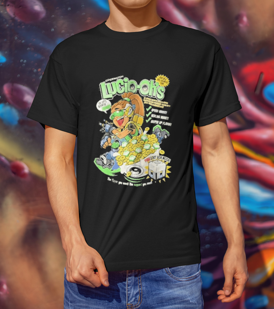 Lucio Oh's Cereal Sound Boost Sonic Waves Packed With Flavor T-Shirt