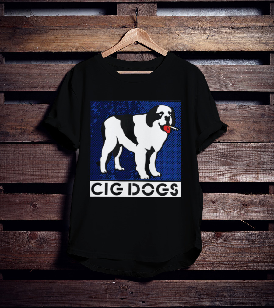 Cig Dogs Saint Bernard Smoking Cigarette Funny Canine T-Shirt