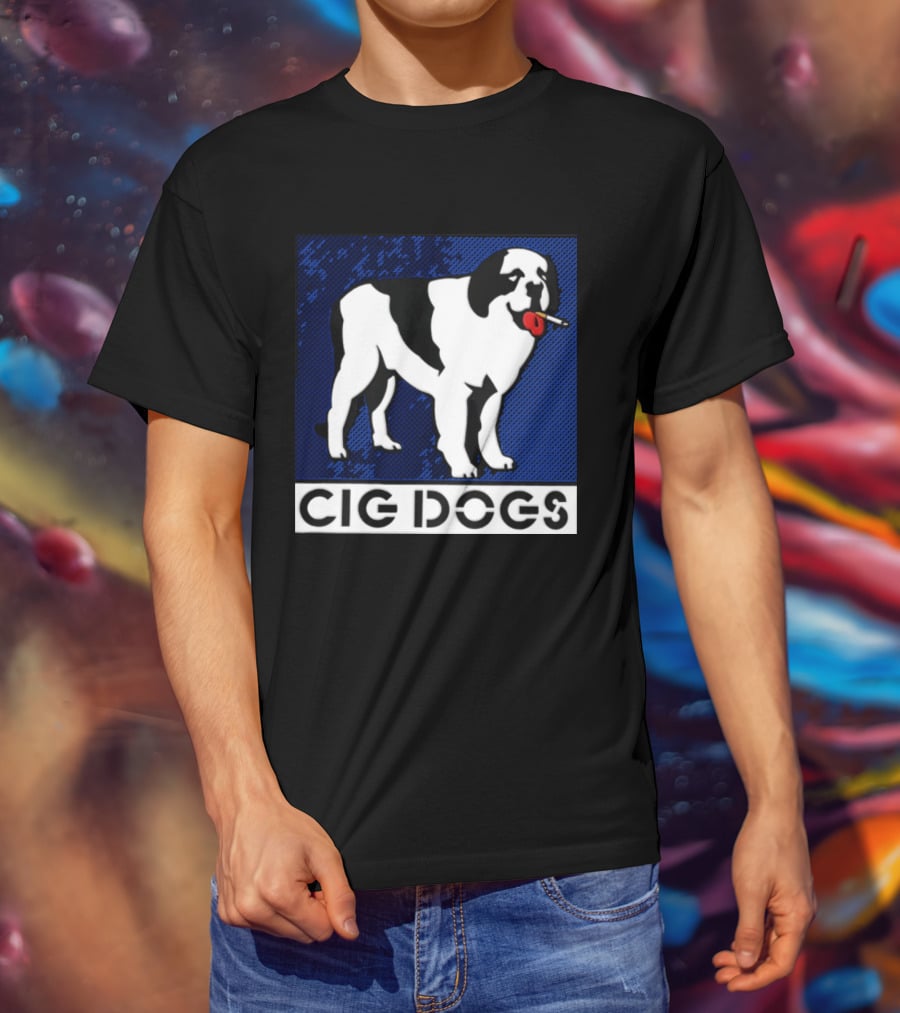 Cig Dogs Saint Bernard Smoking Cigarette Funny Canine T-Shirt