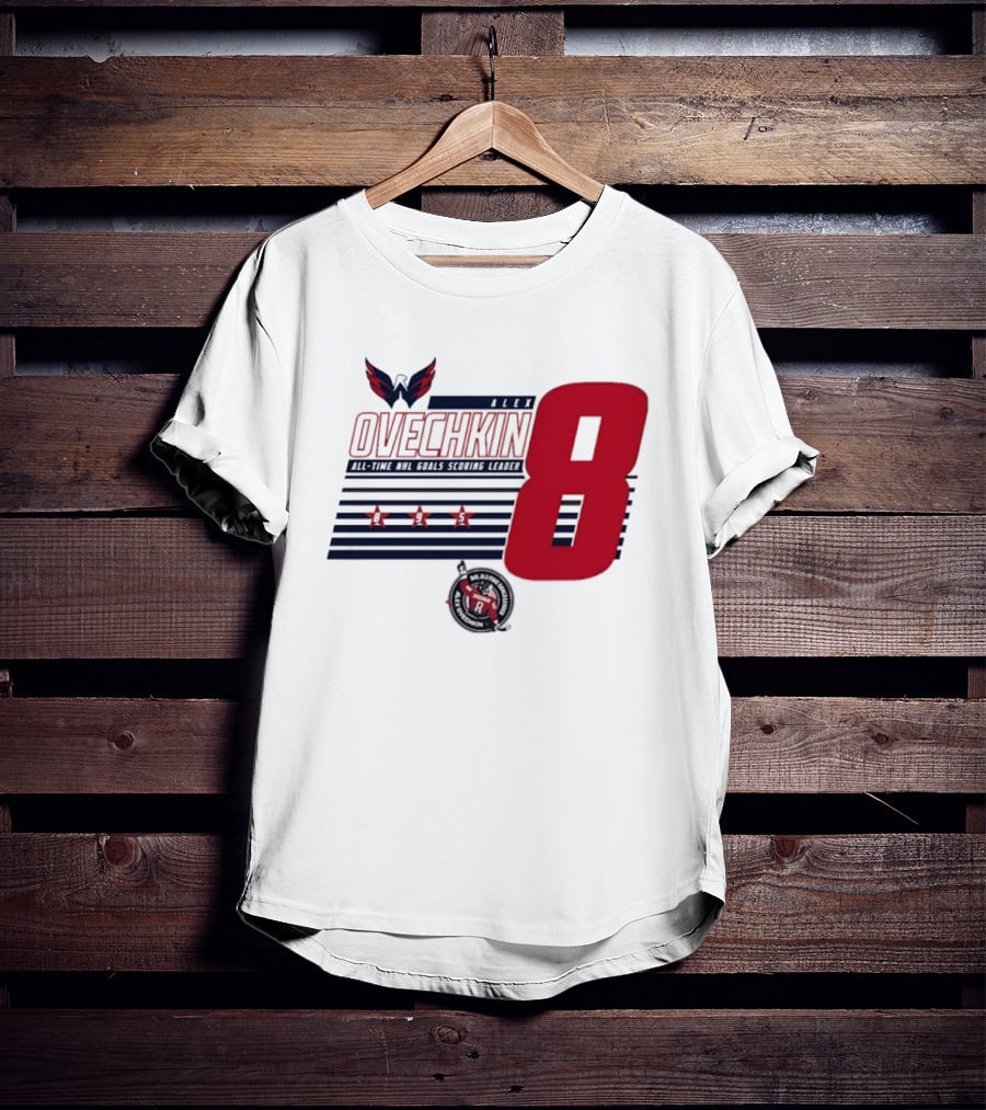 Alex Ovechkin 8 NHL All Time Goals Leader Washington Capitals Stars And Stripes T-Shirt