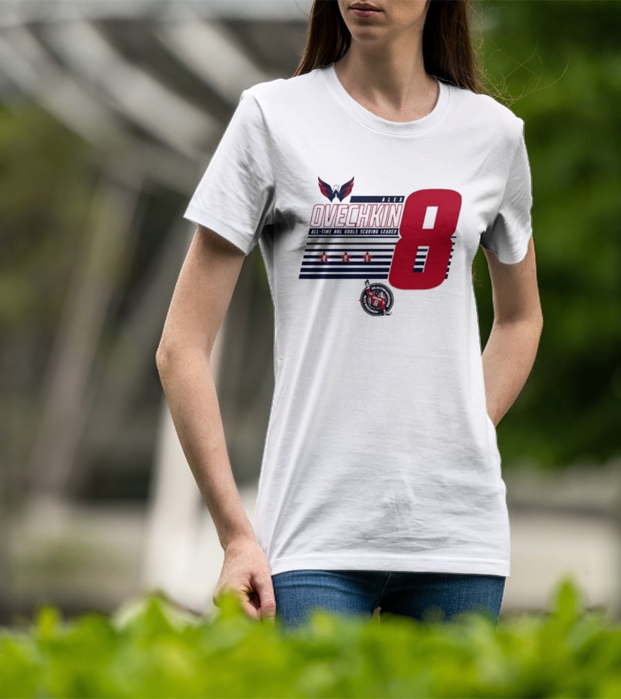 Alex Ovechkin 8 NHL All Time Goals Leader Washington Capitals Stars And Stripes T-Shirt