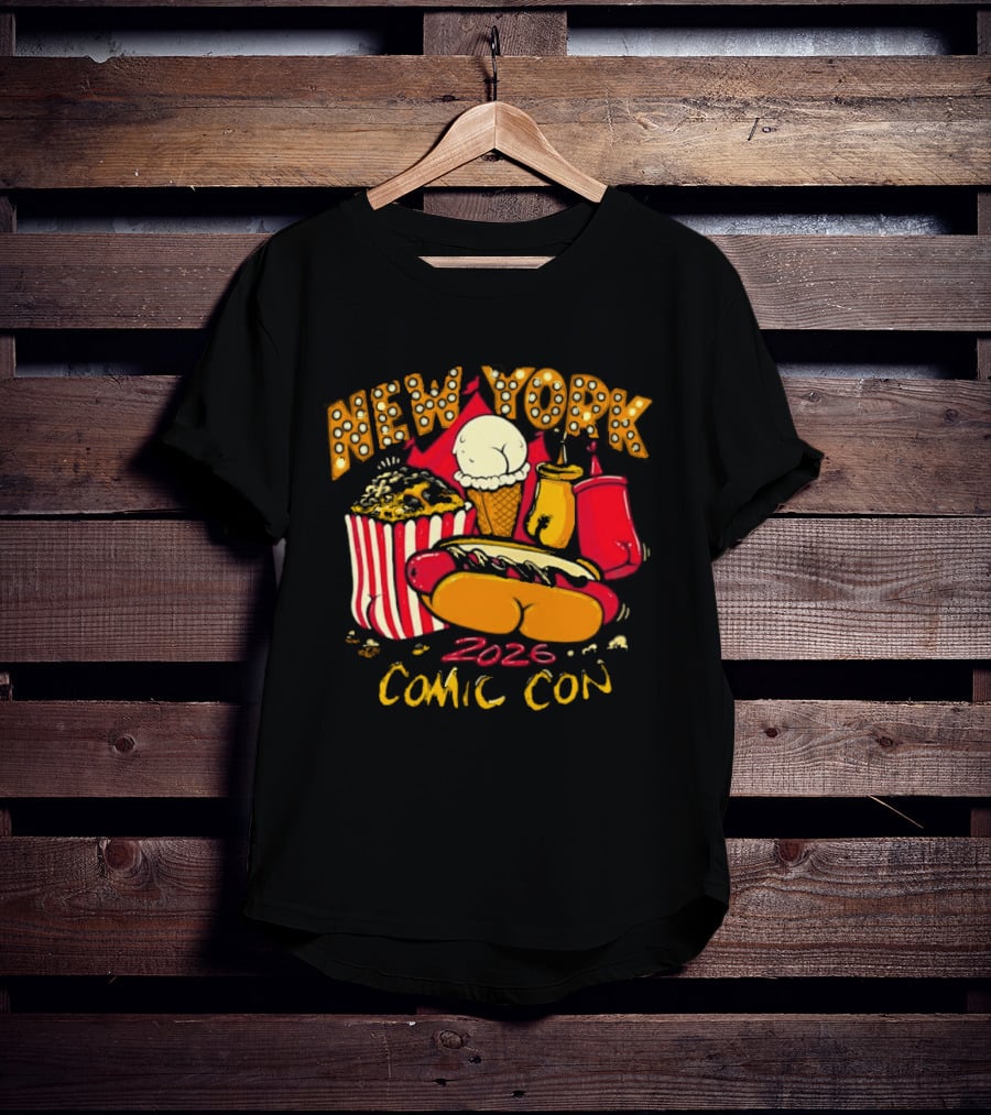 New York Comic Con 2026 Food Fun Hot Dog Popcorn Convention T-Shirt