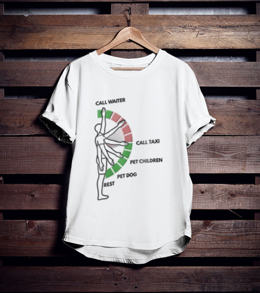 Call Waiter Call Taxi Pet Children Pet Dog Rest Arm Movement Chart T-Shirt