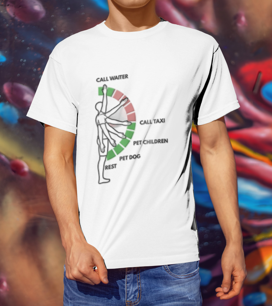 Call Waiter Call Taxi Pet Children Pet Dog Rest Arm Movement Chart T-Shirt