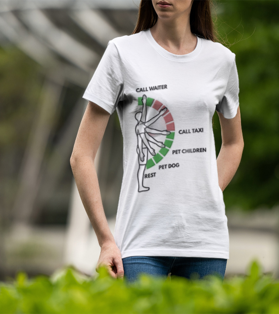 Call Waiter Call Taxi Pet Children Pet Dog Rest Arm Movement Chart T-Shirt