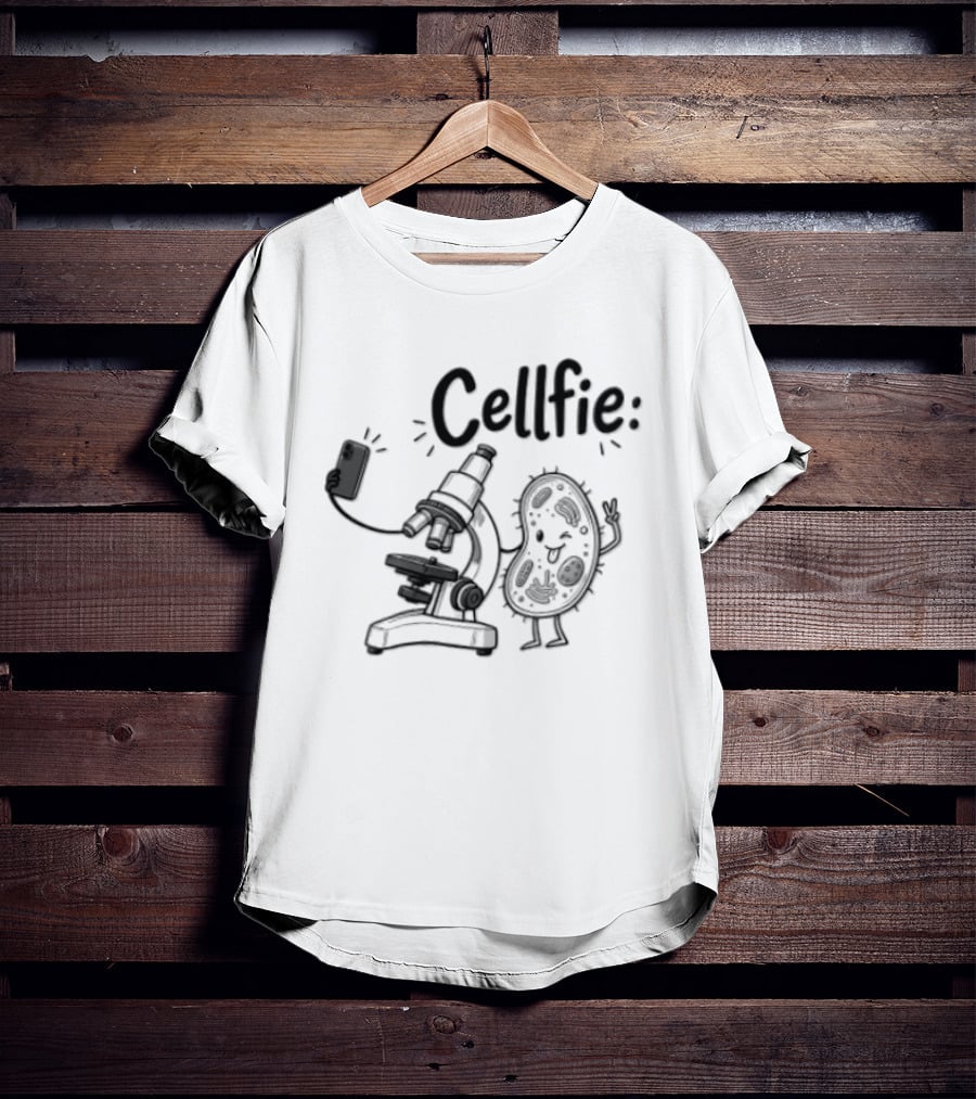 Cellfie Microscope And Cell Taking A Selfie Fun Science Humor T-Shirt