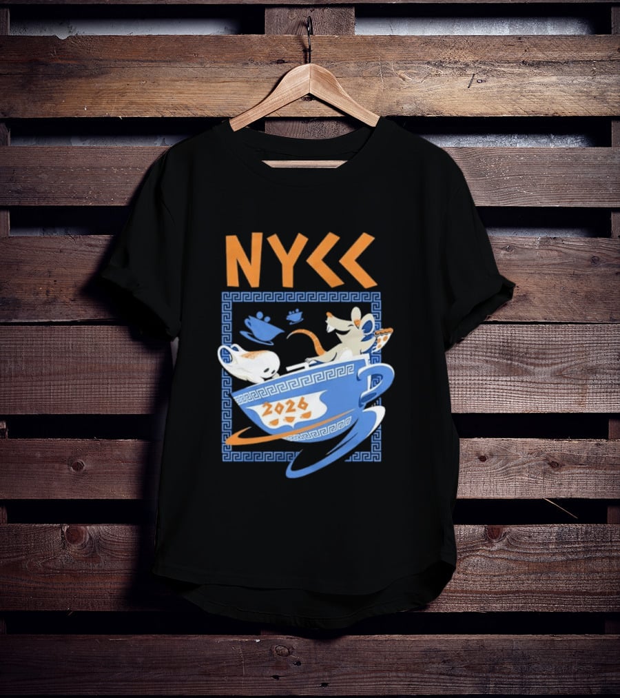 NYCC 2026 Pizza Rat Cup Greek Pattern Tea Event T-Shirt