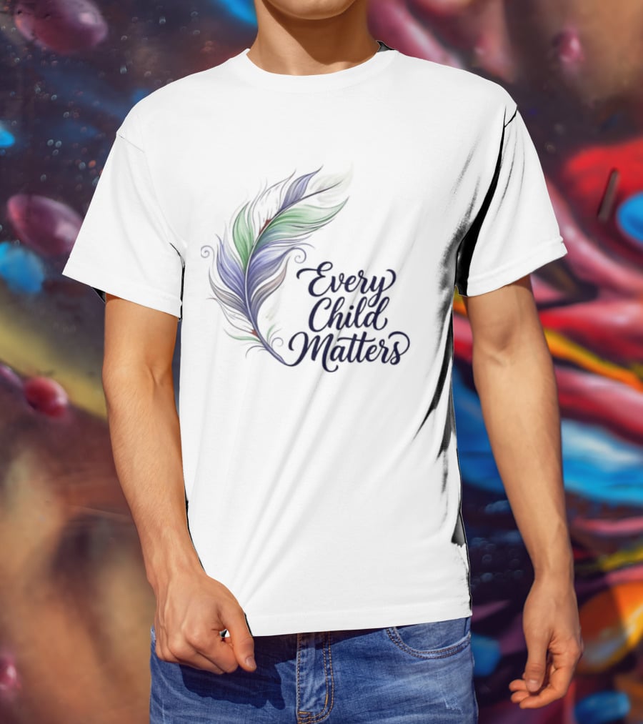 Every Child Matters Colorful Feather Orange Day Awareness T-Shirt