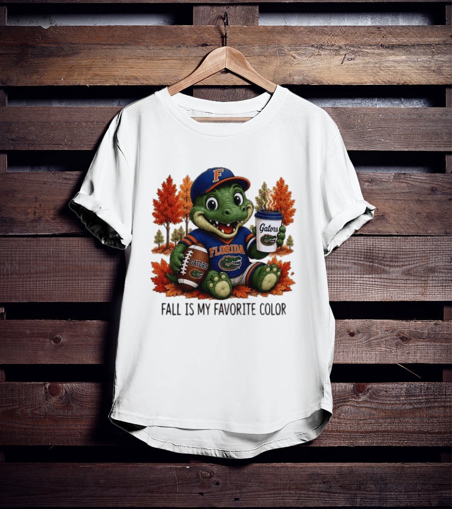 Florida Gators Fall Is My Favorite Color Gators Football Mascot Coffee Football Autumn Leaves T-Shirt