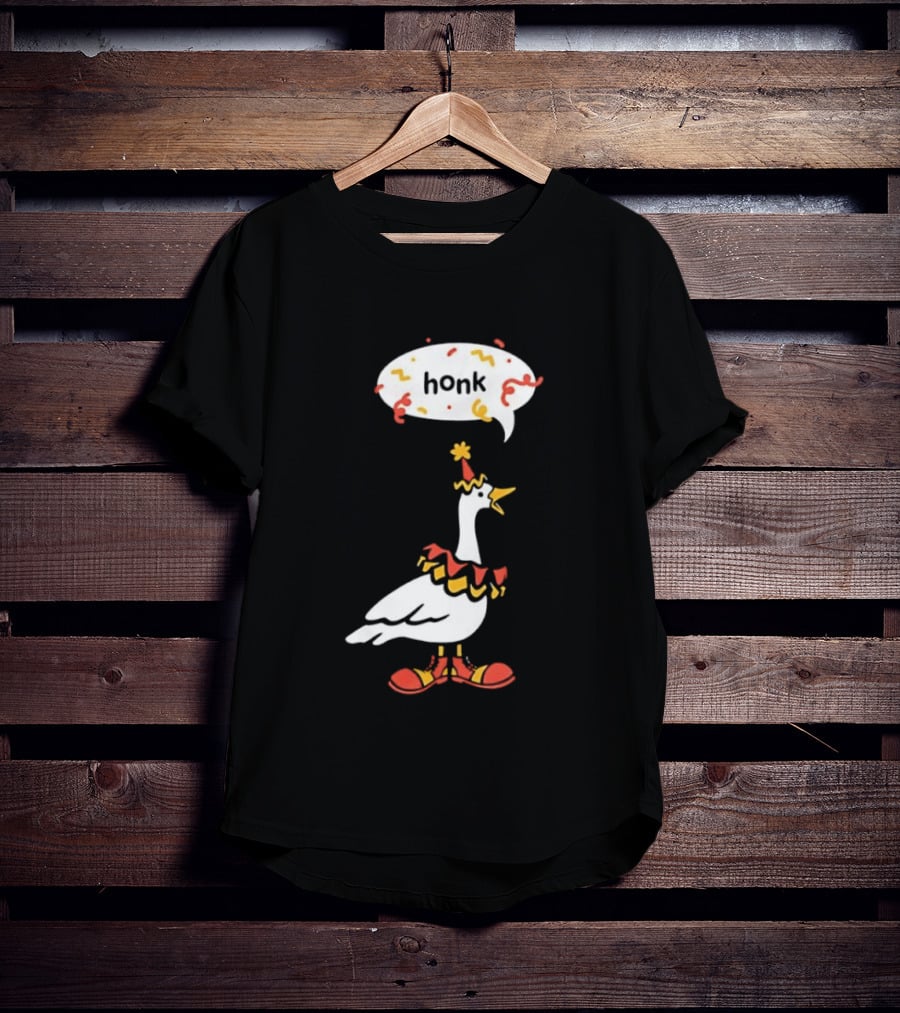 Honk Clown Goose Circus Costume With Confetti Speech Bubble T-Shirt