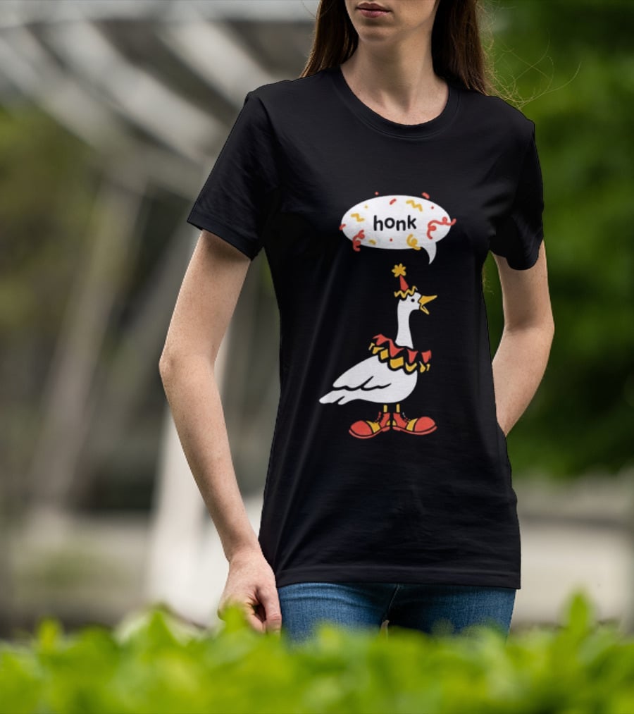 Honk Clown Goose Circus Costume With Confetti Speech Bubble T-Shirt
