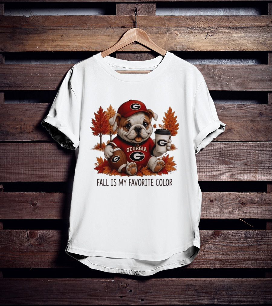 Georgia Bulldogs Fall Is My Favorite Color Football Bulldog Autumn T-Shirt