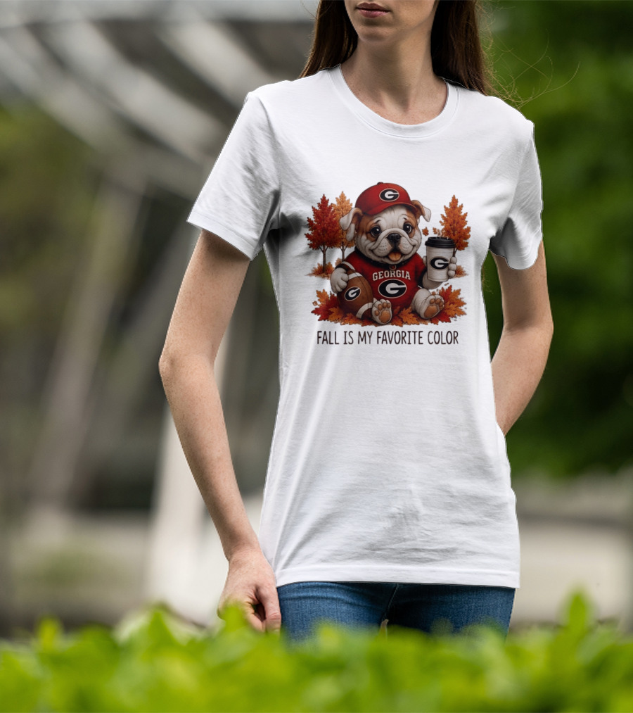 Georgia Bulldogs Fall Is My Favorite Color Football Bulldog Autumn T-Shirt