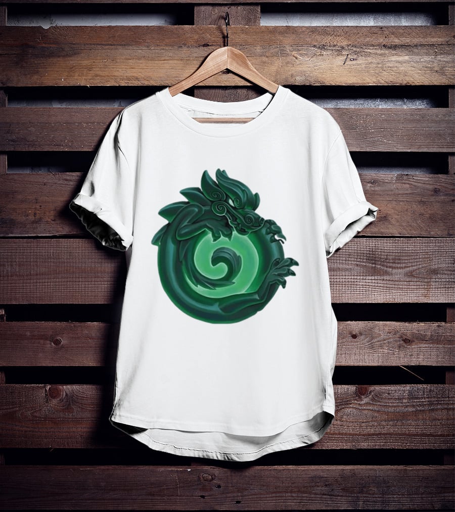 Green Jade Dragon Ouroboros Mythology Symbolic T-Shirt