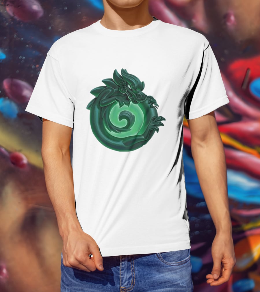 Green Jade Dragon Ouroboros Mythology Symbolic T-Shirt