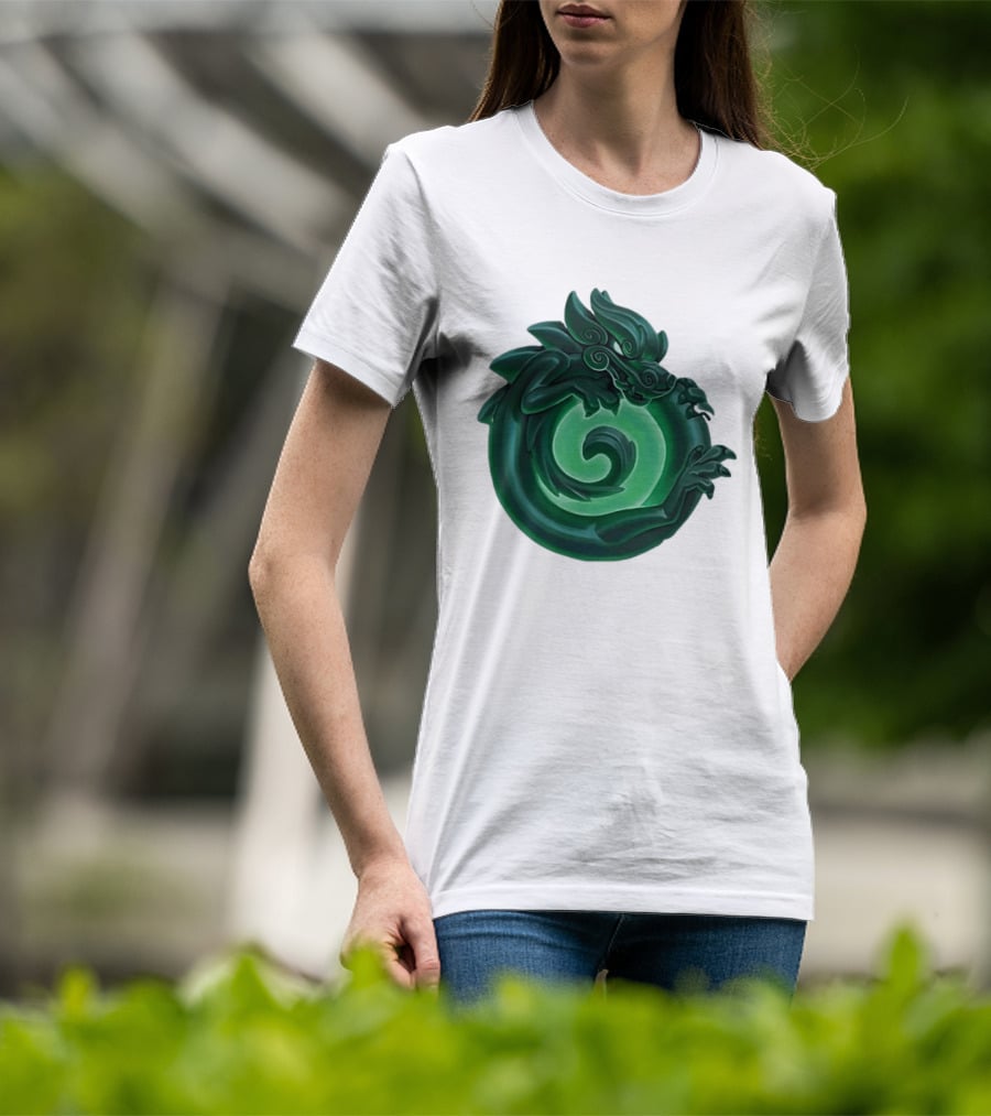 Green Jade Dragon Ouroboros Mythology Symbolic T-Shirt