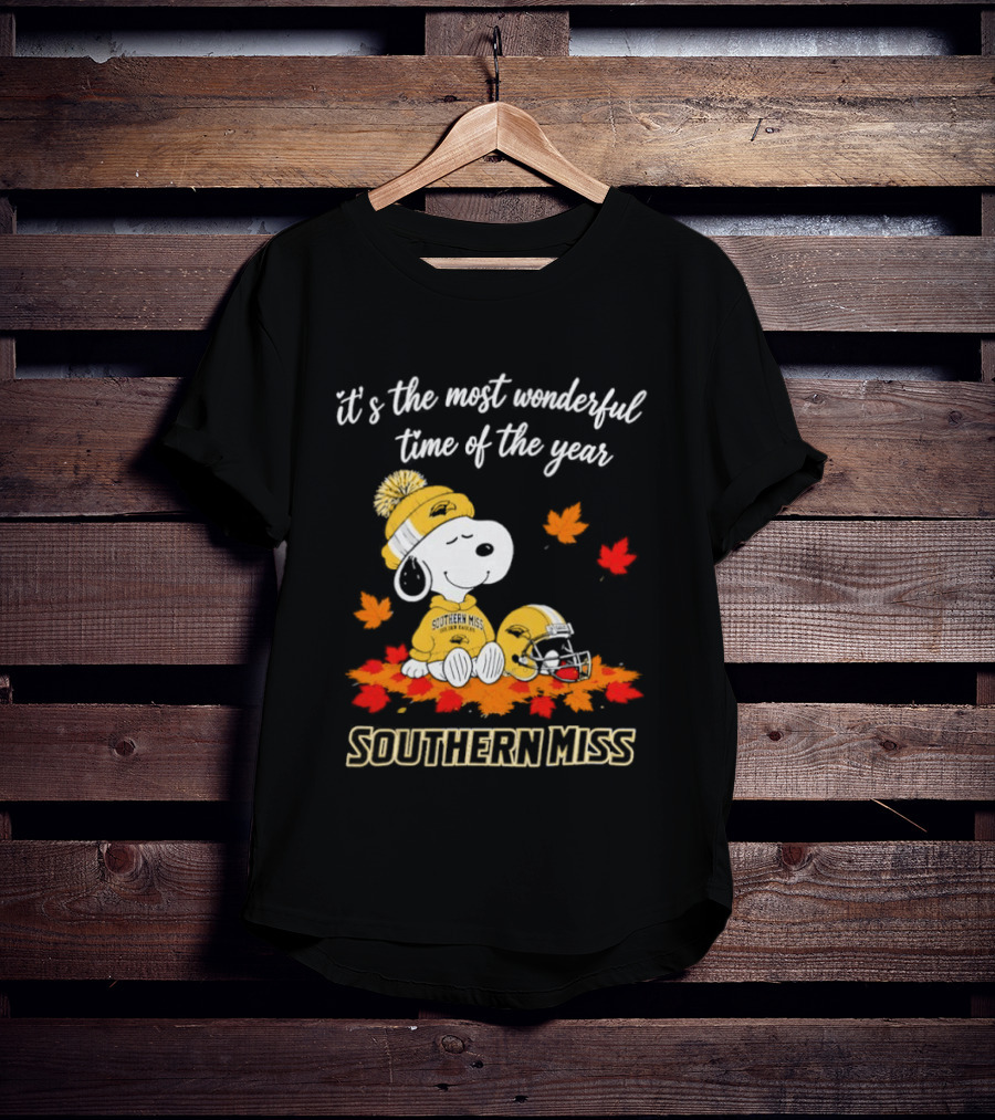 Snoopy It's The Most Wonderful Time Of The Year Southern Miss Golden Eagles Peanuts Fall Football T-Shirt