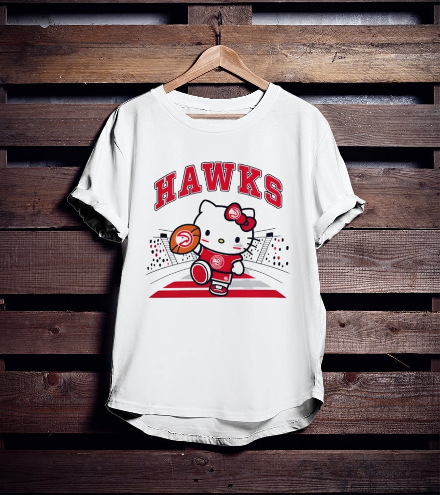Hello Kitty Atlanta Hawks Basketball Collaboration 2026 NBA Season T-Shirt