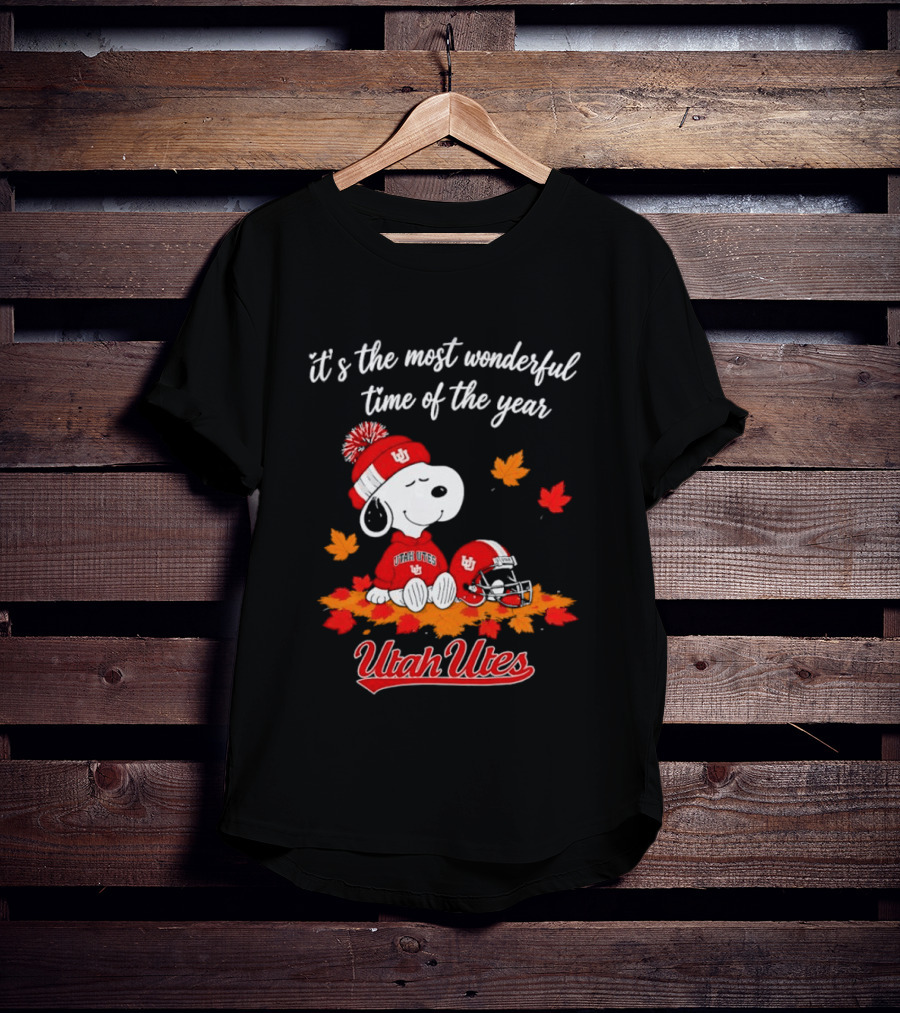 Snoopy It's The Most Wonderful Time Of The Year Utah Utes Autumn Cozy Vibe T-Shirt