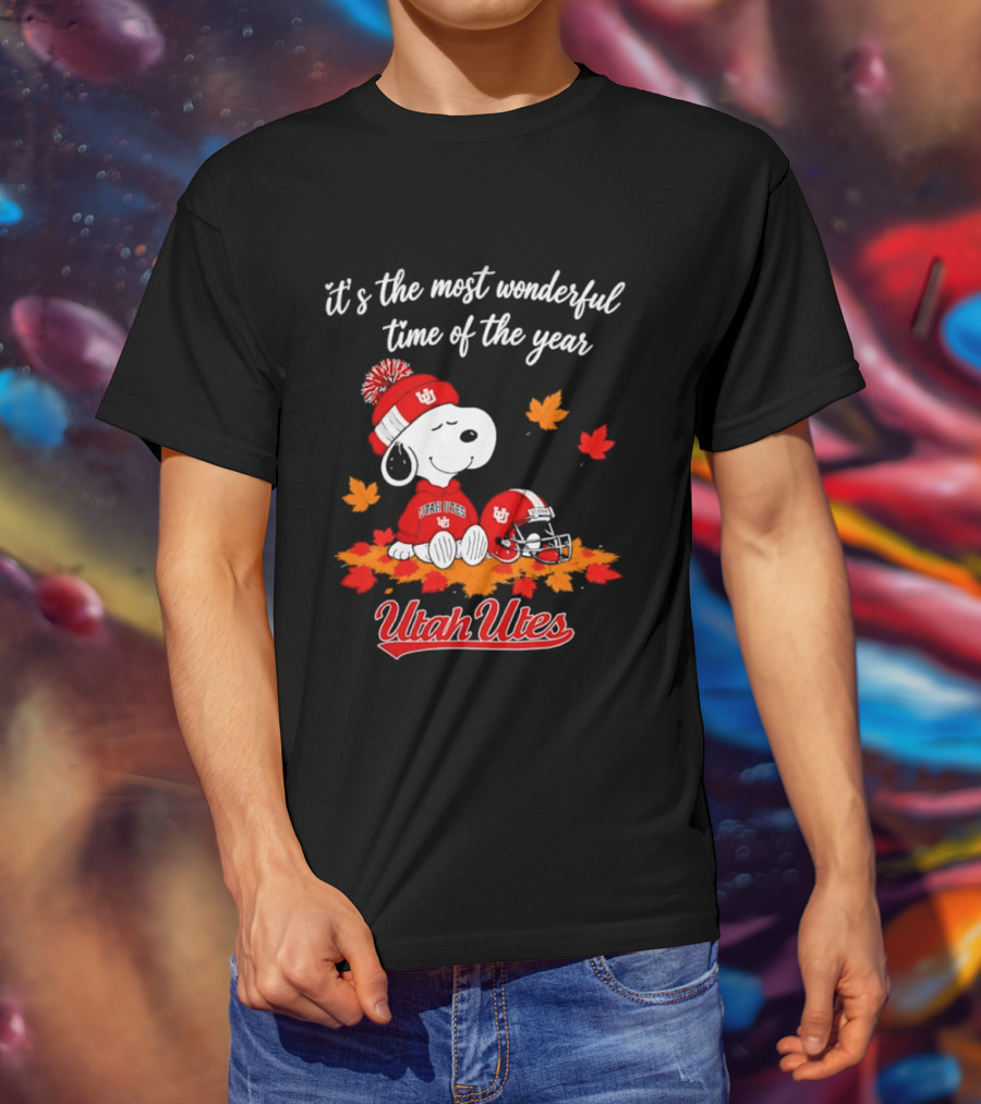 Snoopy It's The Most Wonderful Time Of The Year Utah Utes Autumn Cozy Vibe T-Shirt
