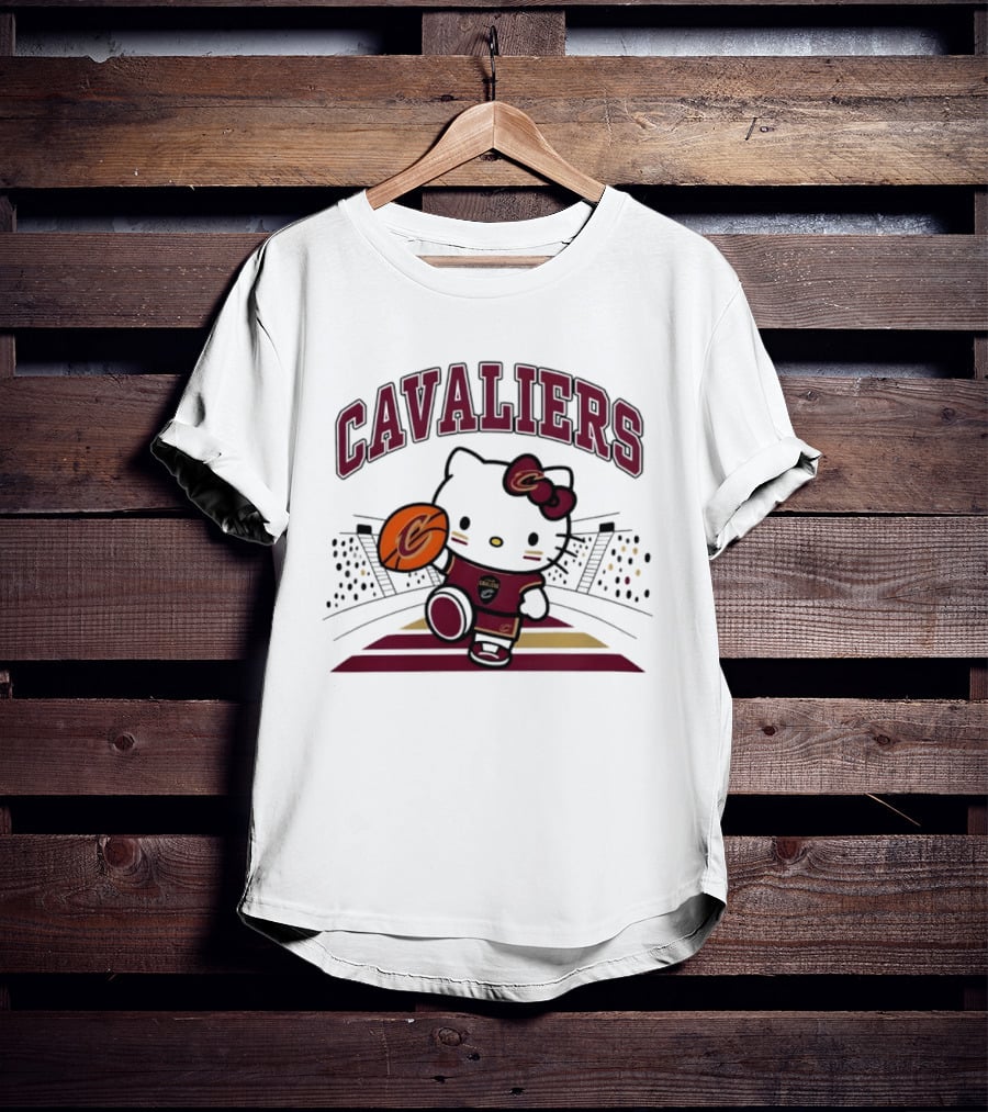 Hello Kitty Cavaliers Basketball 2026 NBA Season Collaboration T-Shirt