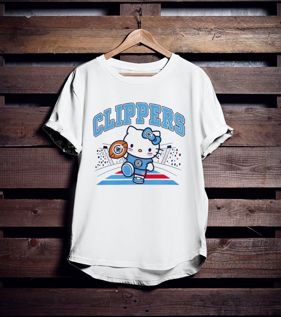 Hello Kitty Clippers 2026 NBA Season Basketball Fan Collaboration T-Shirt