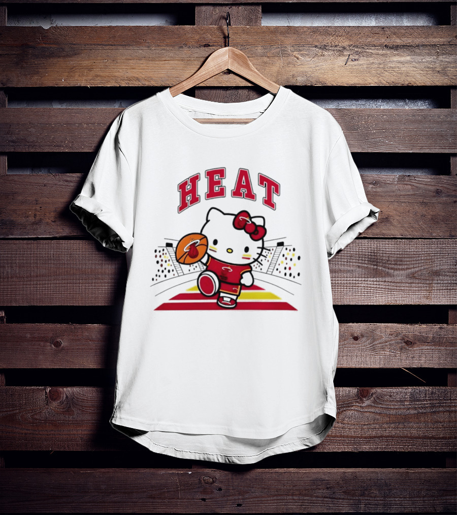 Hello Kitty Heat Miami NBA Basketball 2026 Season Collaboration T-Shirt