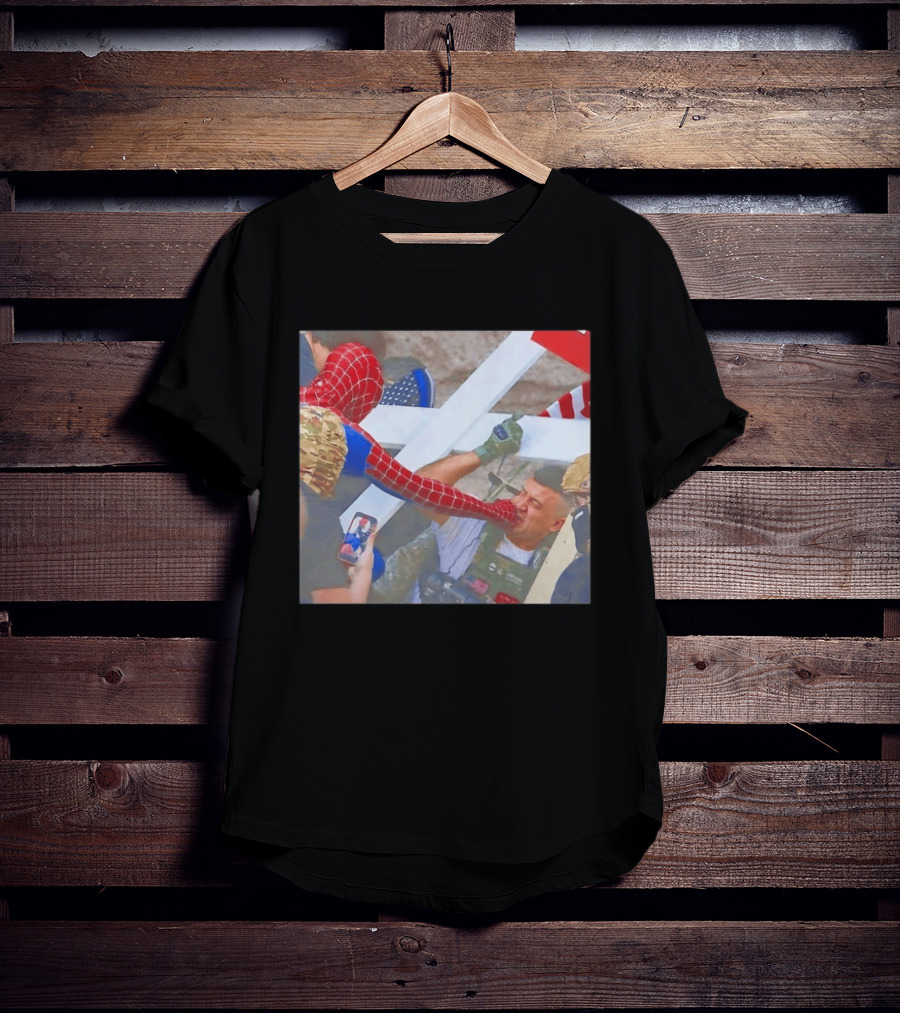 Invisible Touch Spider Man Meets Protester Face Off T-Shirt