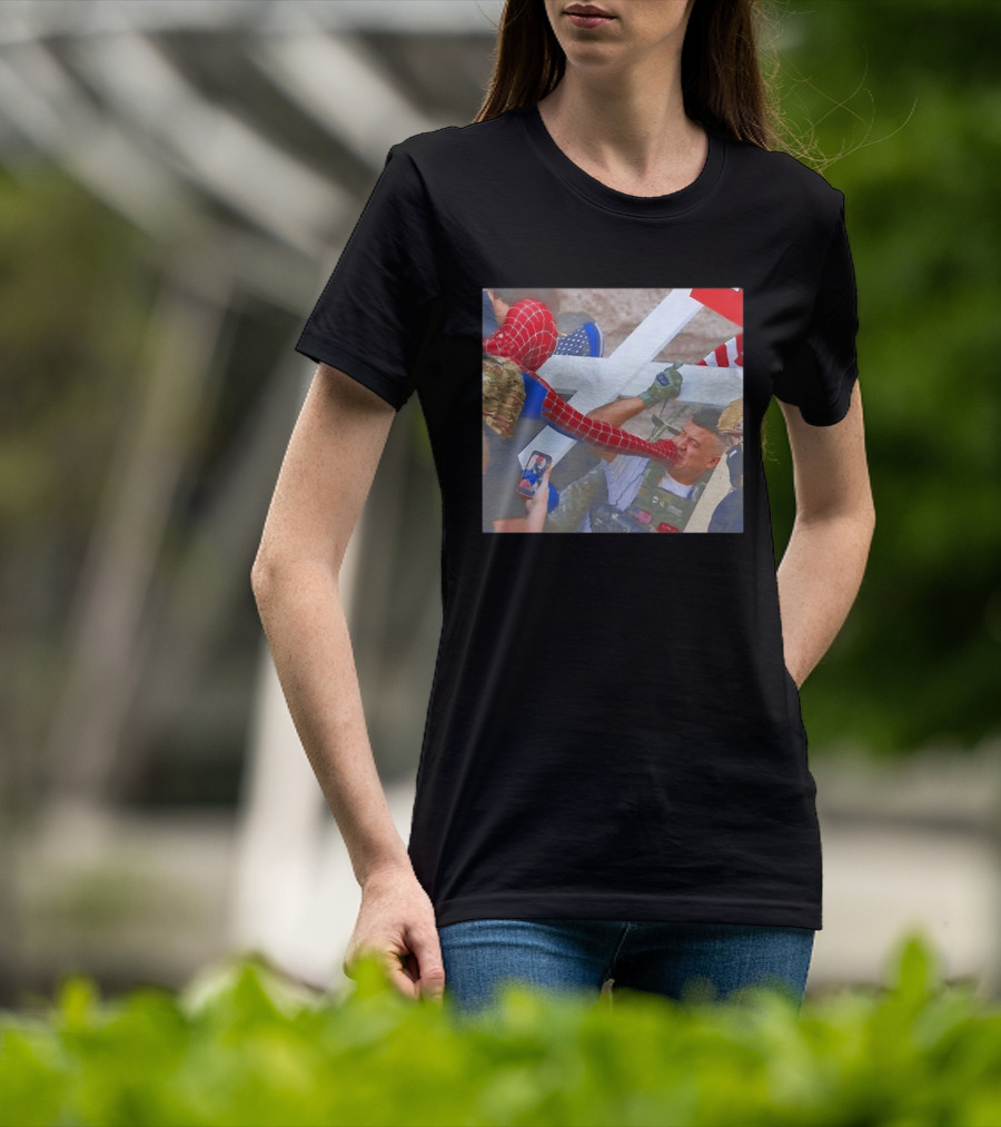 Invisible Touch Spider Man Meets Protester Face Off T-Shirt