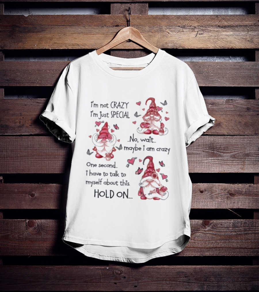 I'm Not Crazy I'm Just Special Gnome No Wait Maybe I Am Crazy Hold On T-Shirt
