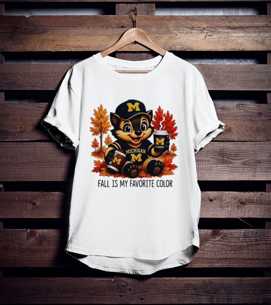 Michigan Wolverines Fall Is My Favorite Color Mascot Coffee Football T-Shirt