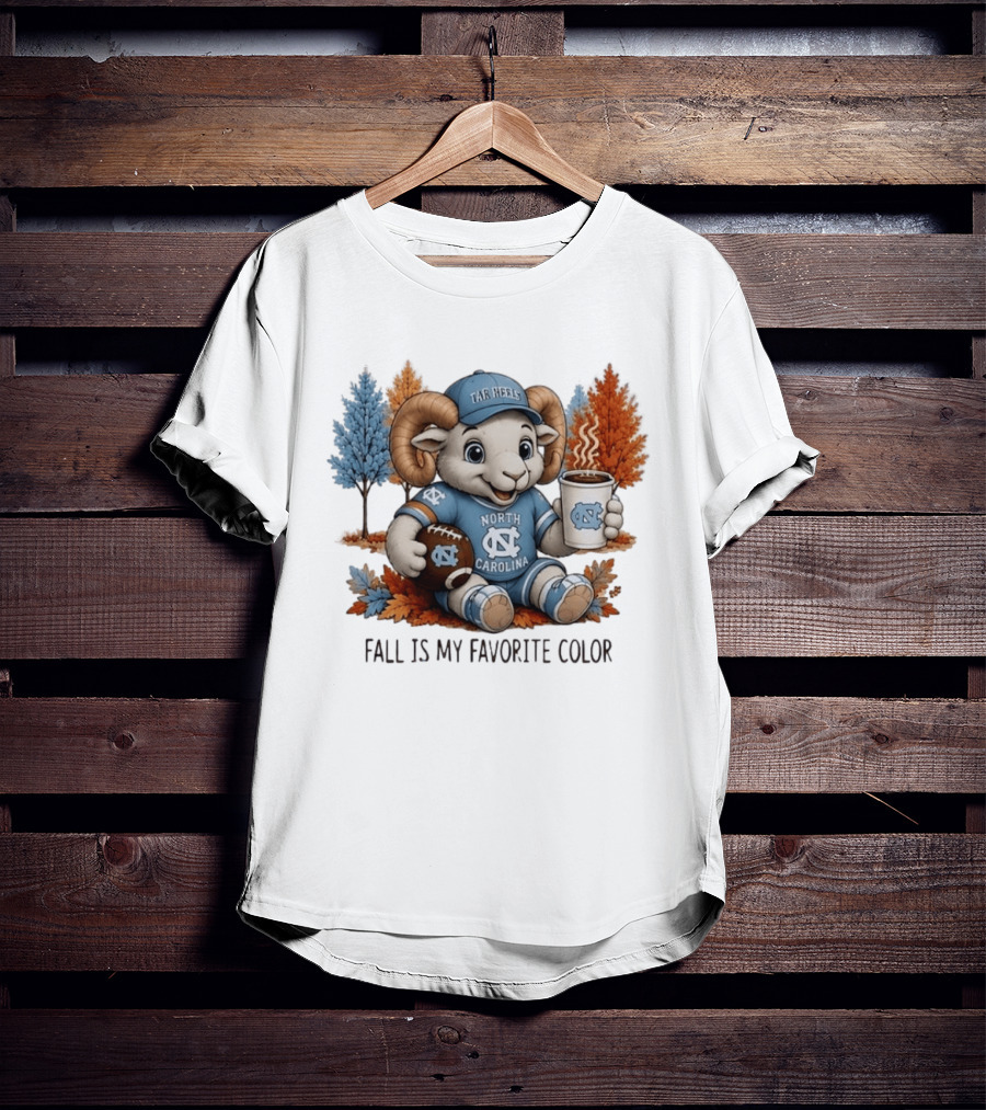 North Carolina Tar Heels Ram Fall Is My Favorite Color Football And Coffee T-Shirt