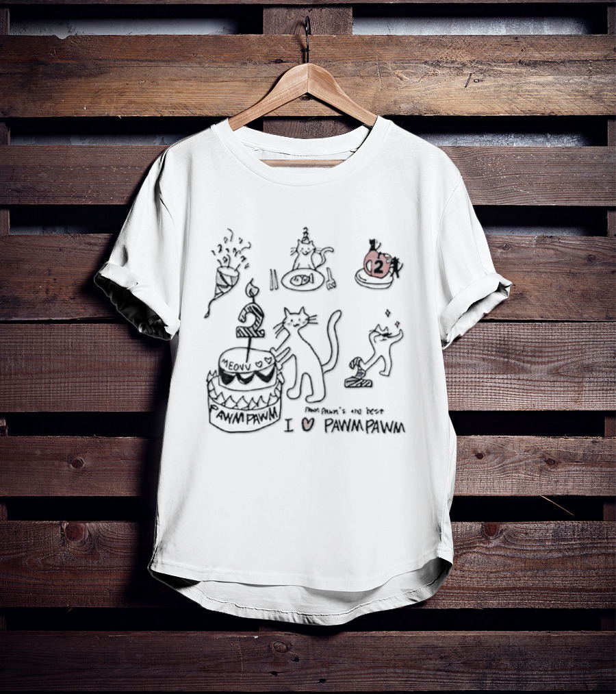Pawm Pawm 2nd Birthday Meow Cat Celebration I Heart Pawm Pawm The Best T-Shirt