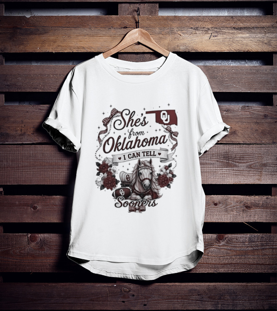 She's From Oklahoma I Can Tell Sooners OU State Pride Football T-Shirt