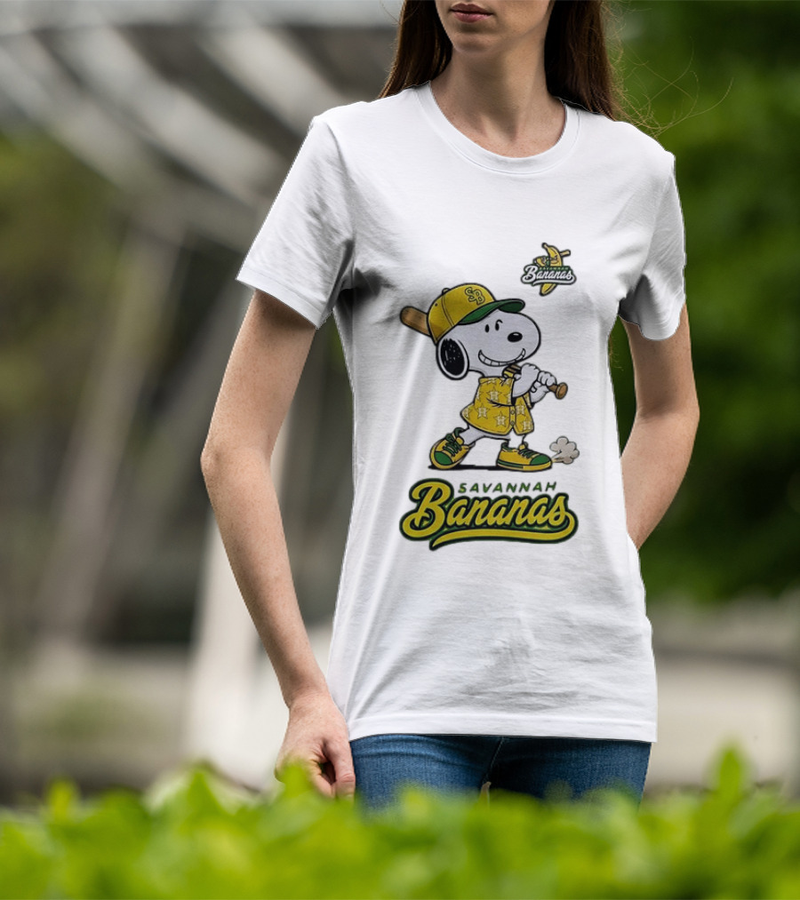 Snoopy Savannah Bananas Peanuts Baseball Collaboration T-Shirt