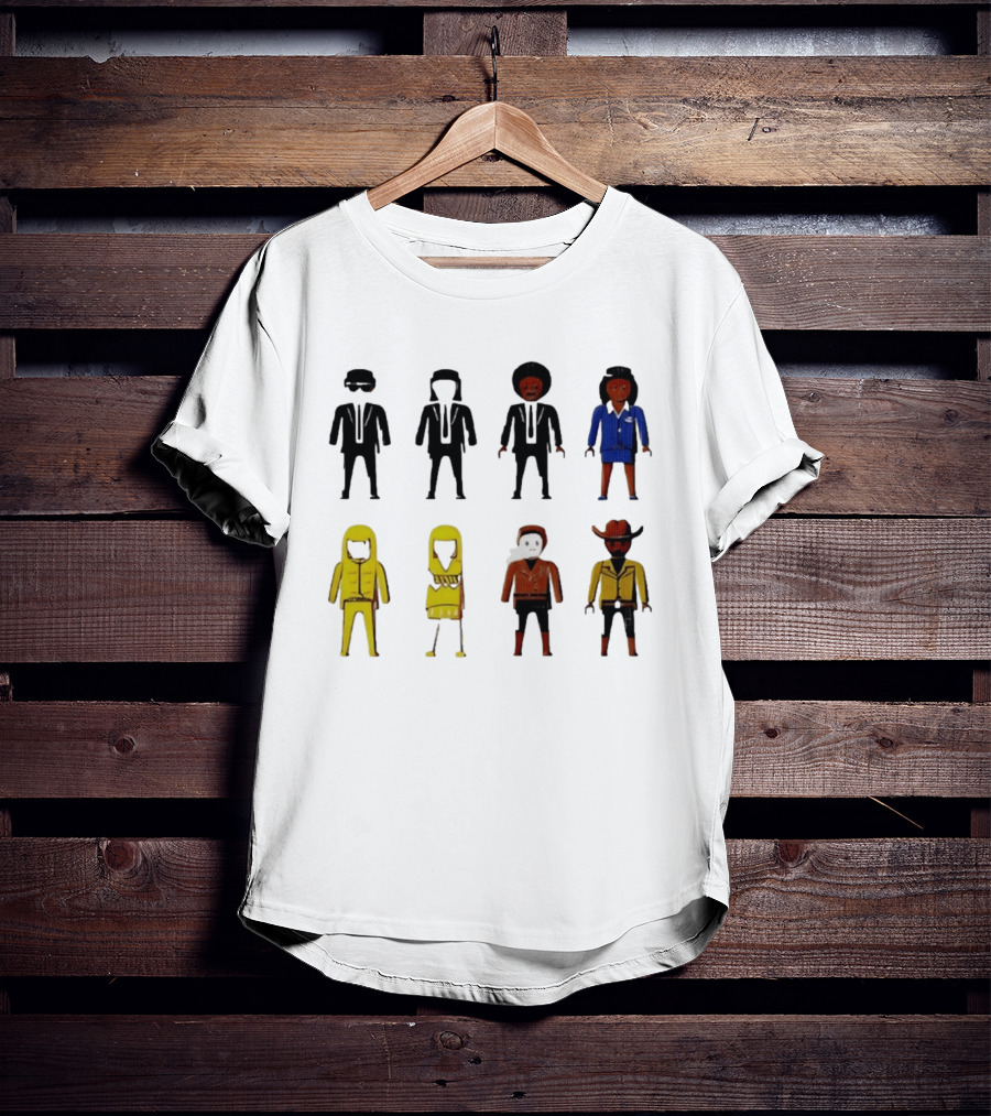 Tarantino Movie Characters Playful Figurine Lineup T-Shirt