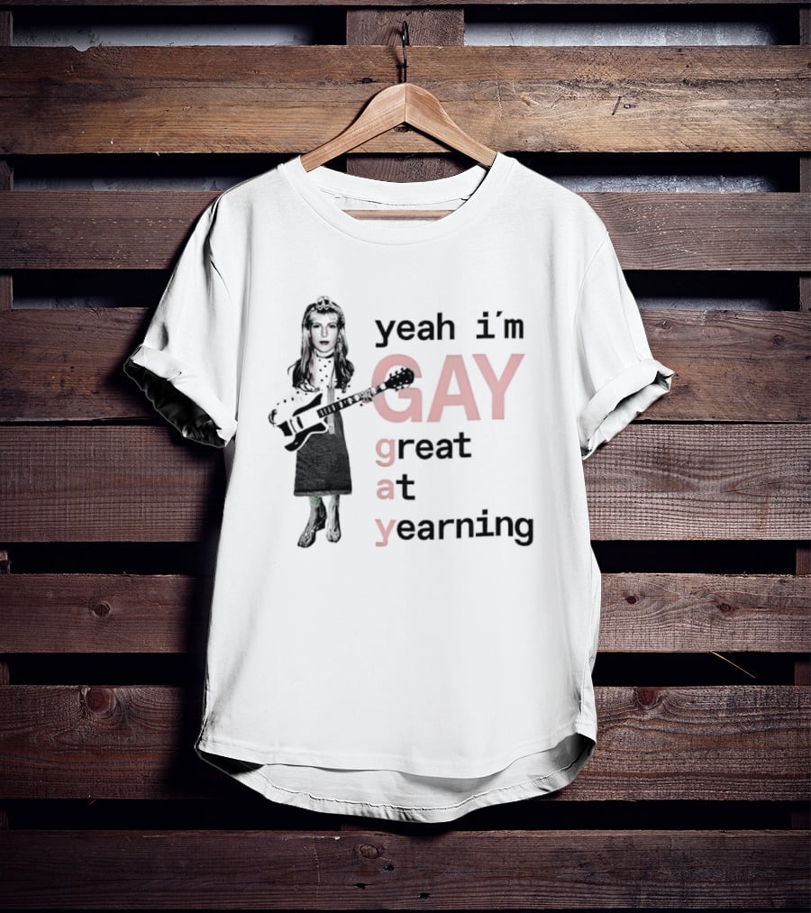 Yeah I'm Gay Great At Yearning Meme With Guitar Player T-Shirt