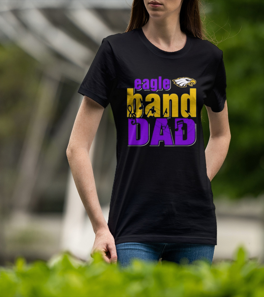 Eagle Band Dad With Eagle Head Icon Yellow And Purple T-Shirt